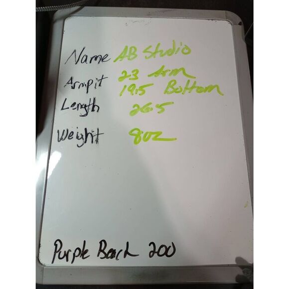 AB Studio Shirt Ladies Large Aquamarine Black Short‎ Sleeve Stretchy - Picture 6 of 6